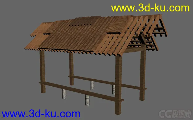 3dmax 木质架子廊架模型复杂款式的图片1