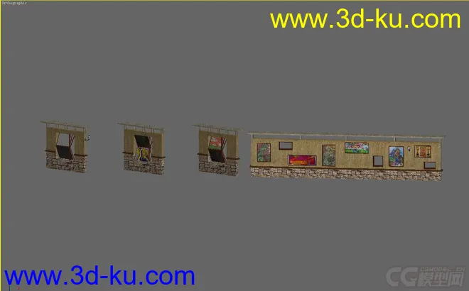 3dmax 特色景墙不规则画板模型的图片1