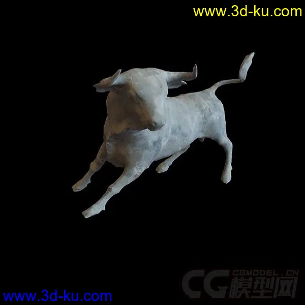 一头奔跑中的牛 装饰品模型的图片1