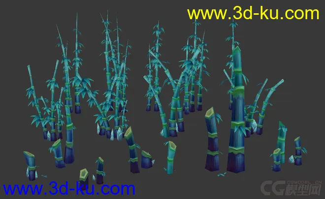 高精度手绘Q板竹林模型的图片2