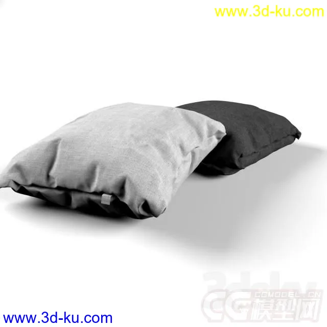 黑白布艺靠枕模型的图片1