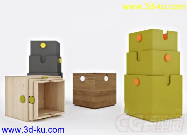 一个个彩色的木箱子装饰品模型的图片2