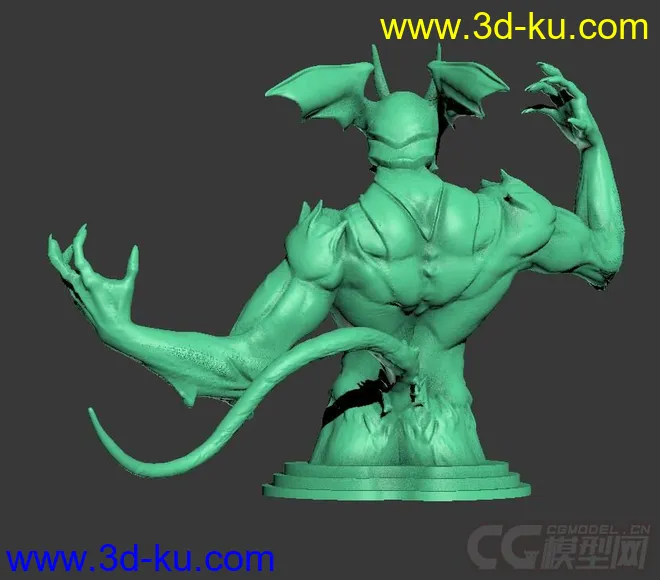 精细的3D打印模型，魔鬼，半身像怪兽，装饰品，内含STL源文件，可用于3D打印的图片7