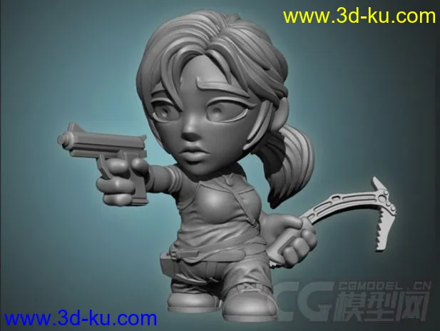 女战士 劳拉 克劳 3D打印模型 STL格式的图片1