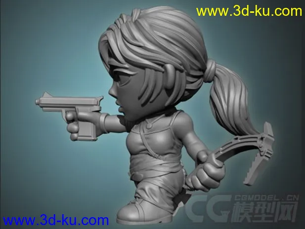 女战士 劳拉 克劳 3D打印模型 STL格式的图片2