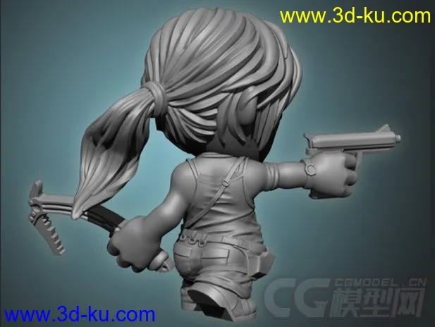 女战士 劳拉 克劳 3D打印模型 STL格式的图片3