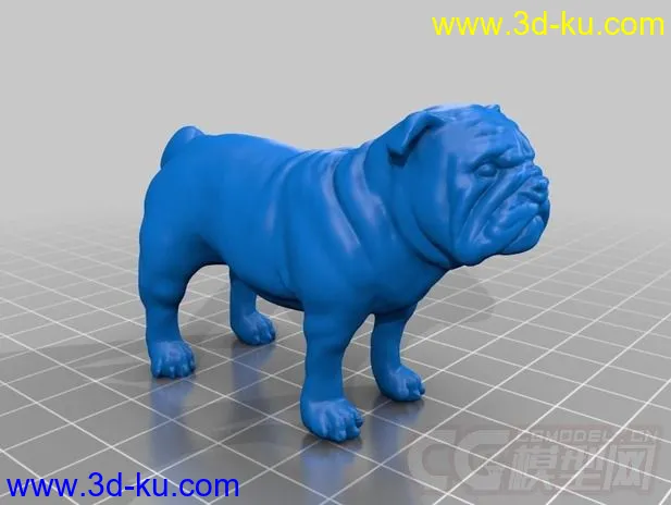 呆呆的斗牛犬 3D打印模型 STL格式的图片1