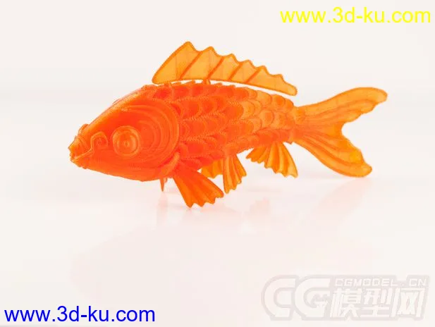 金色锦鲤鱼 3D打印模型 STL格式的图片2