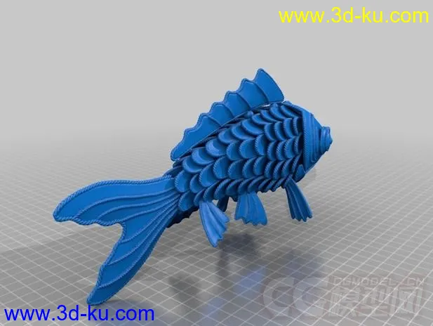 金色锦鲤鱼 3D打印模型 STL格式的图片3