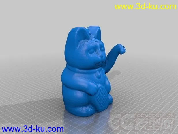 土豪金招财猫 3D打印模型 STL格式的图片1