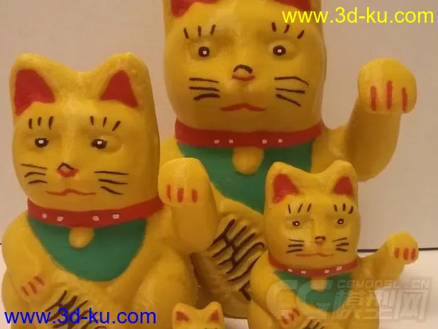 土豪金招财猫 3D打印模型 STL格式的图片2