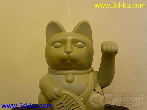 土豪金招财猫 3D打印模型 STL格式的图片4