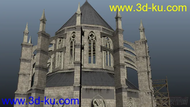 经典建筑——西方古建教堂 废墟 维修场景 欧式维修建筑 中世纪维修设施模型的图片4