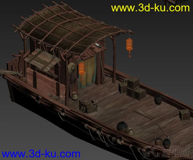 写实木船，码头上的船，小舟模型的图片4