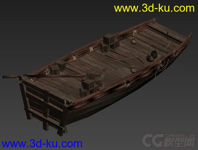 写实木船，码头上的船，小舟模型的图片5