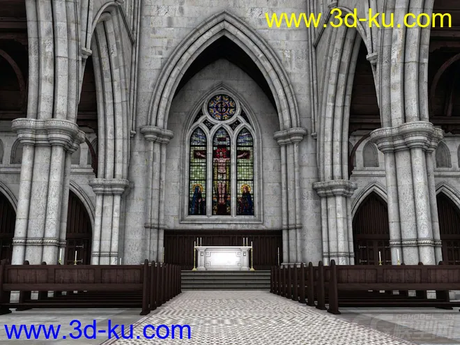 西方古建—欧式教堂 礼堂 耶稣 复古中世纪教堂 基督教堂 大教堂 婚礼教堂 哥特式教堂模型的图片2