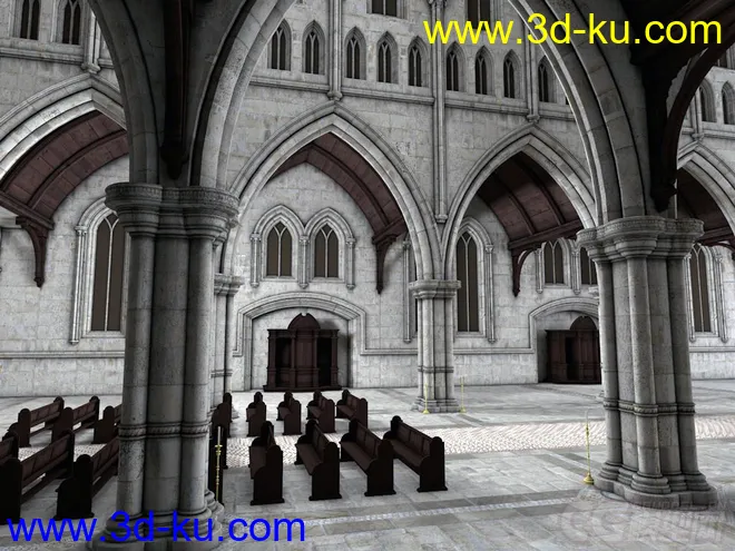 西方古建—欧式教堂 礼堂 耶稣 复古中世纪教堂 基督教堂 大教堂 婚礼教堂 哥特式教堂模型的图片3