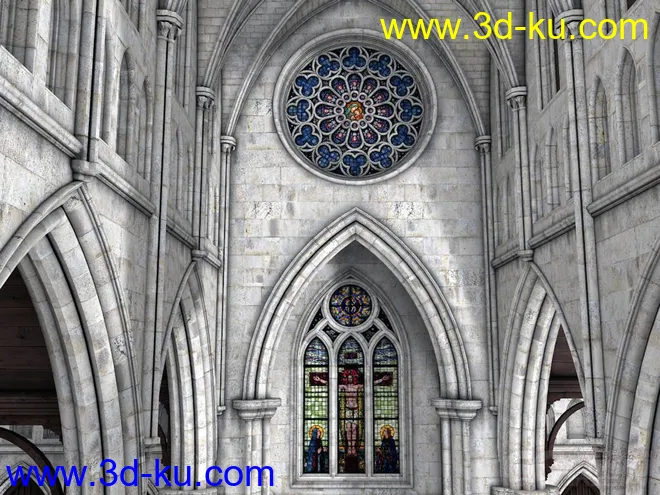 西方古建—欧式教堂 礼堂 耶稣 复古中世纪教堂 基督教堂 大教堂 婚礼教堂 哥特式教堂模型的图片5