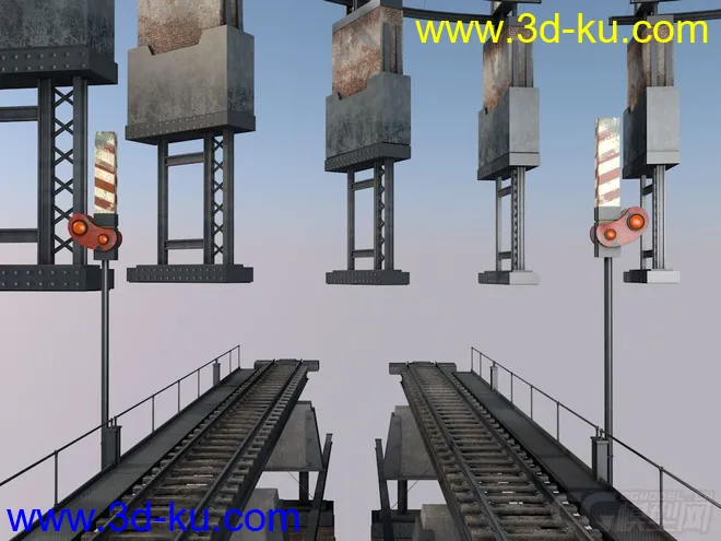 现代系列—铁轨 轻轨 铁路 轨道 钢轨 高架桥 悬浮铁轨 精致运输车 油罐车 货物车 动车模型的图片3