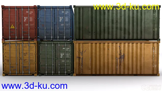 集装箱 油桶 木箱 木板 货轮道具 写实集装箱模型的图片3