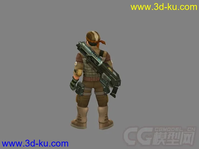背着枪的雇佣兵卡通模型带绑定有动画下载的图片3