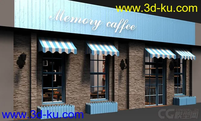 复古咖啡店设计源文件模型的图片1