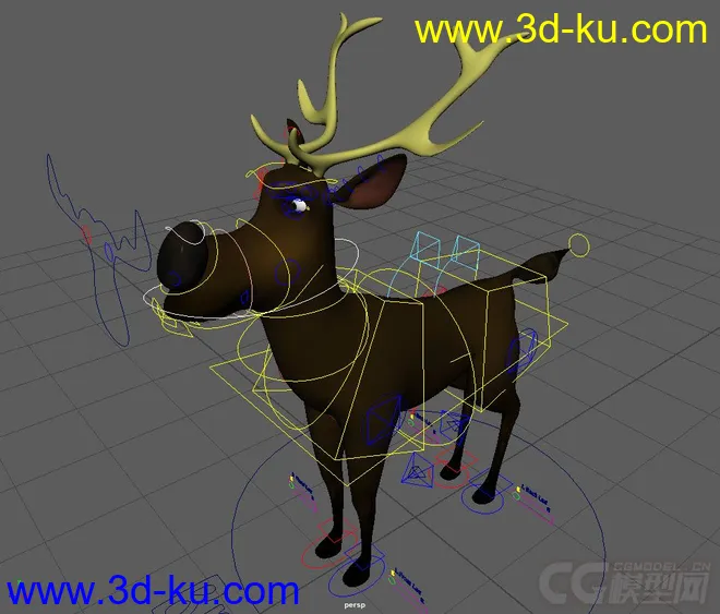 Cartoon Deer Rig full facial controls模型的图片2