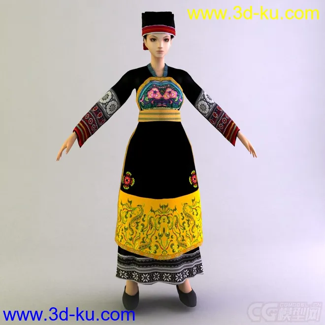 布依族女士服饰少数民族模型的图片1