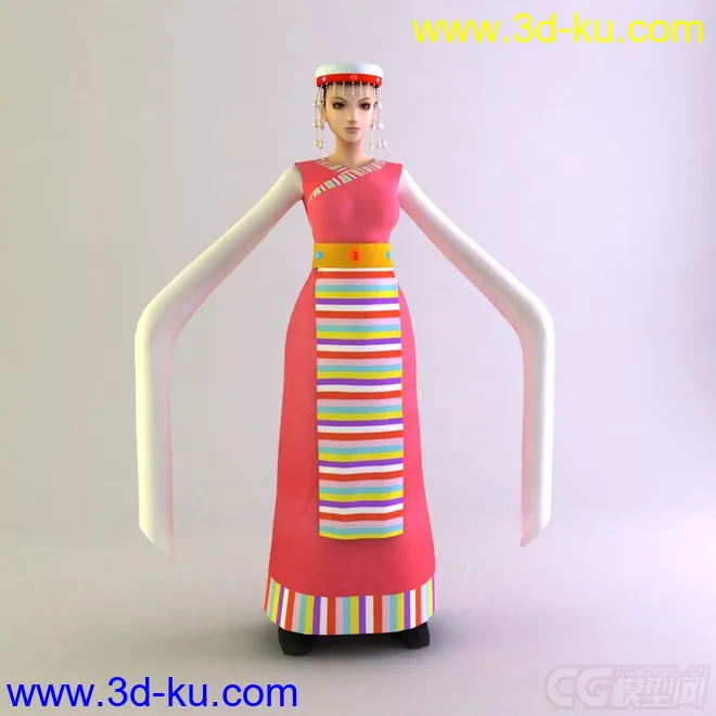 藏族女士服饰少数名族模型的图片1