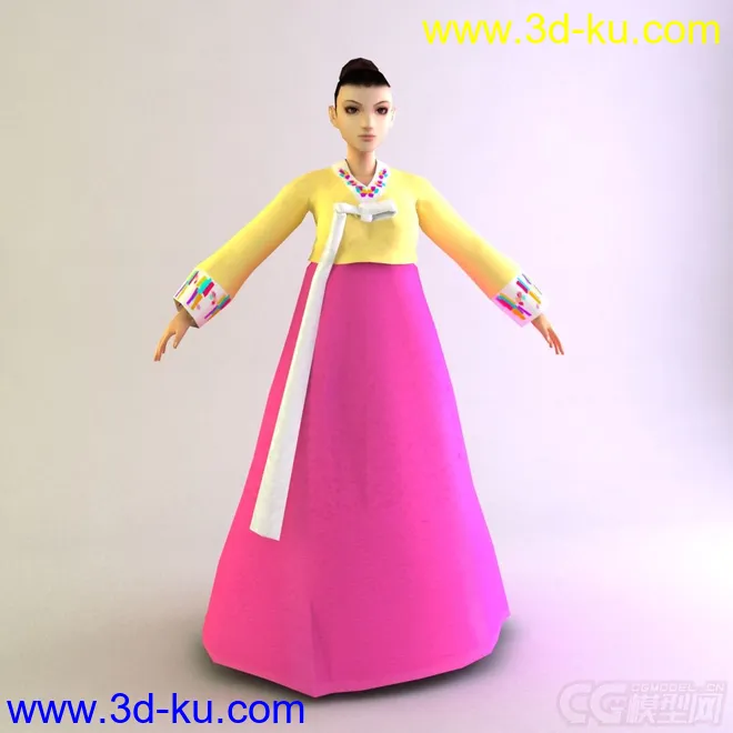 朝鲜族女士服饰少数民族模型的图片1