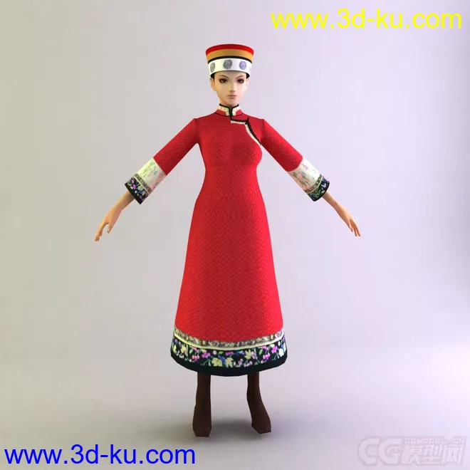 达斡尔族女士服饰少数民族模型的图片1