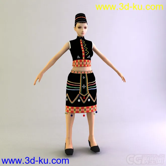 傣族女士服饰少数民族模型的图片1