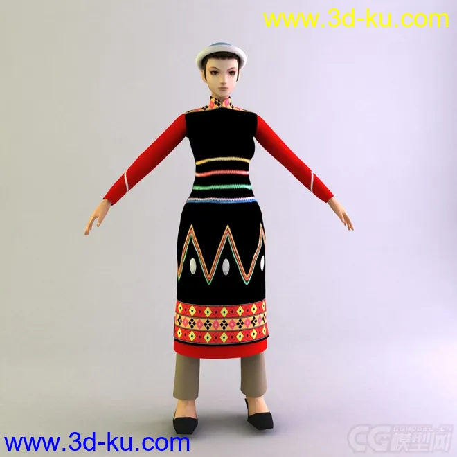 东乡族女士服饰少数民族模型的图片1