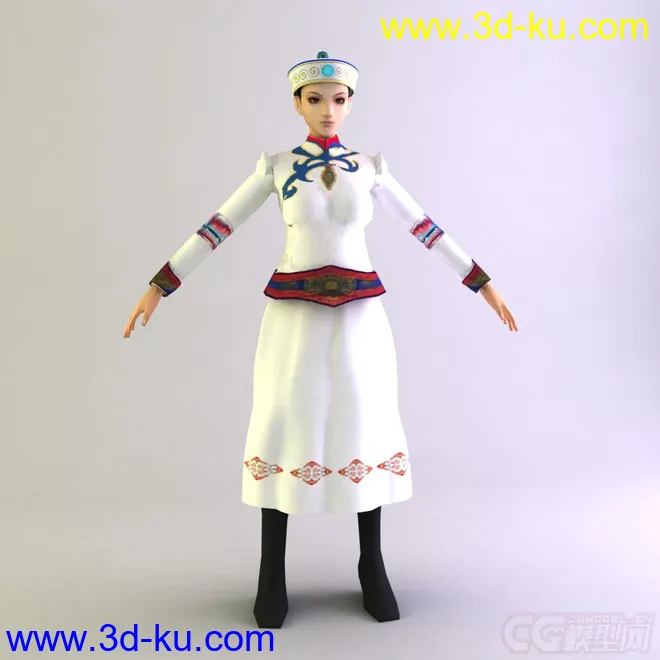 鄂温克族女士服饰 少数民族模型的图片1