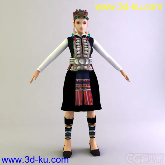 哈尼族女士服饰 少数民族模型的图片1