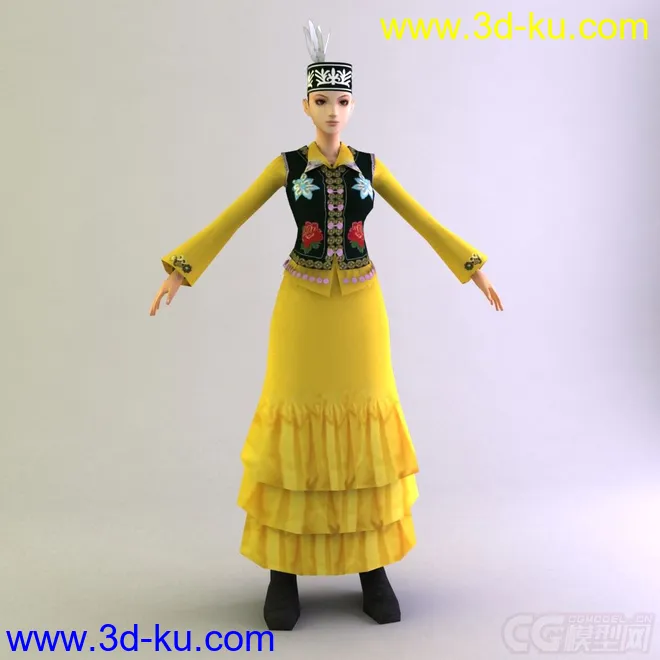 哈萨克族女士服装 少数民族模型的图片1
