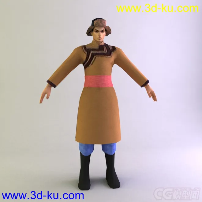 赫哲族男士服装 少数民族模型的图片1
