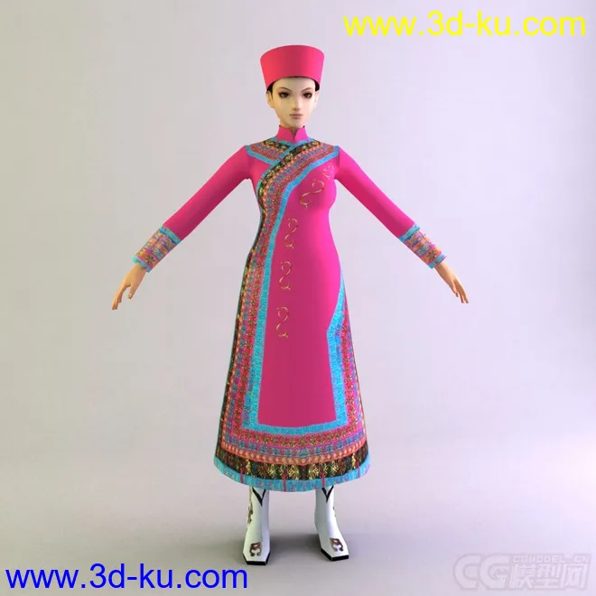 赫哲族女士服装 少数民族模型的图片1