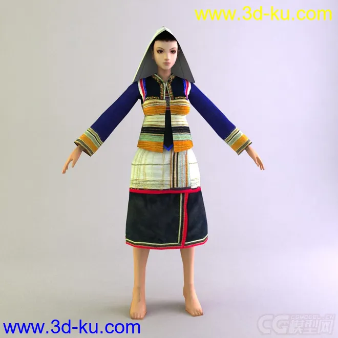 基诺族女士服装 少数民族模型的图片1