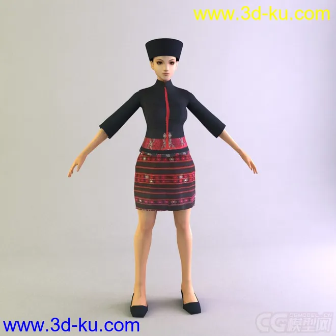 黎族女士服装 少数民族模型的图片1