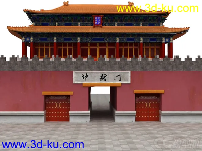 古代建筑宫殿-神武门模型的图片1