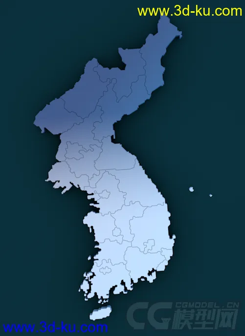 韩国地图 朝鲜地图 南北韩地图 比较细致模型的图片2