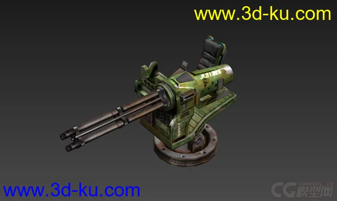 防御机枪 游戏模型 加特林机枪 卡通风格的图片1