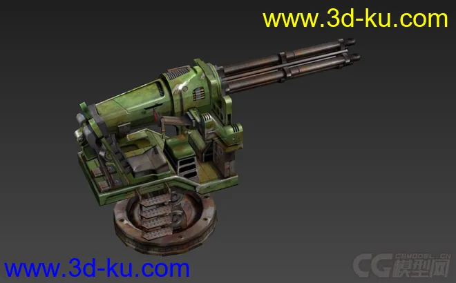 防御机枪 游戏模型 加特林机枪 卡通风格的图片2