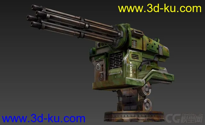 防御机枪 游戏模型 加特林机枪 卡通风格的图片3