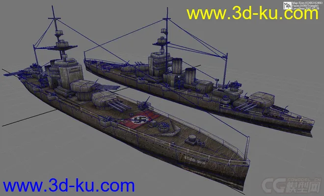 756 德国老式战舰2搜（带贴图）模型的图片1