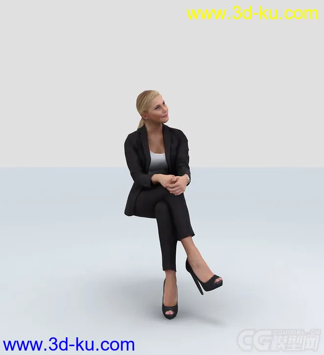 女人 坐 办公室女人 白领模型的图片3