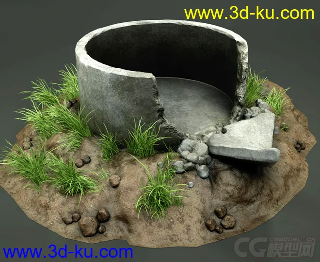 石锅 残井 水井 破井模型的图片2