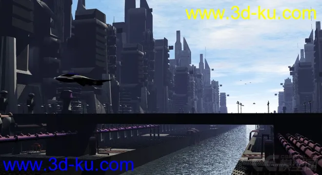 科幻系列之未来城市，城市街道，商业中心，科幻建筑模型的图片2