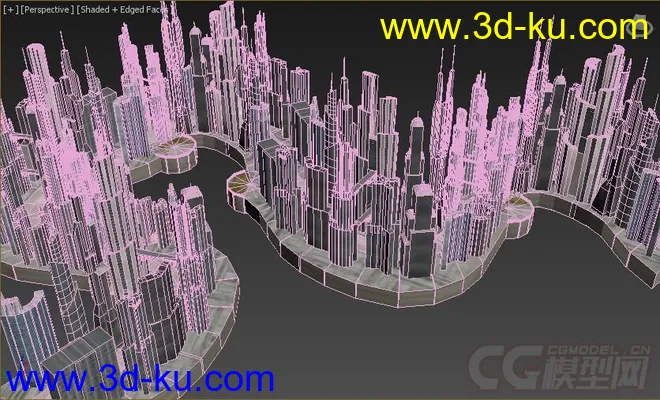 科幻系列之水边未来城市，科幻建筑模型的图片2